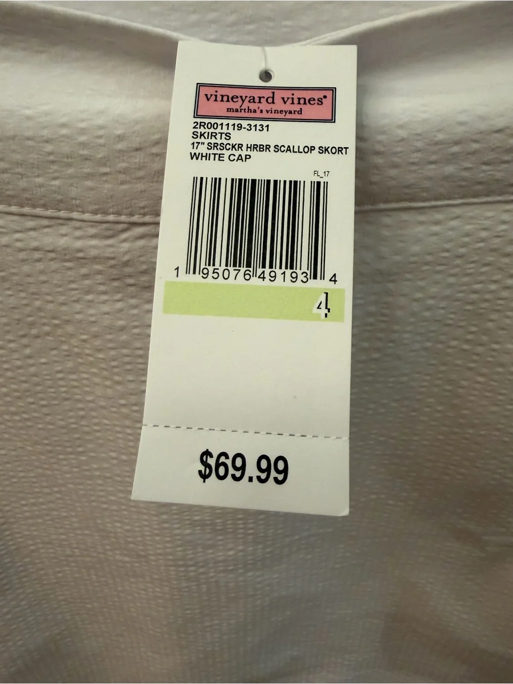 NWT Vineyard Vines White Scallop Hem Skort